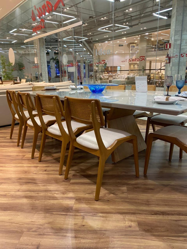 Ambiente 4 com Cadeira Aspen Madeira Cinamomo Encosto Palha e Assento Estofado Tecido 147