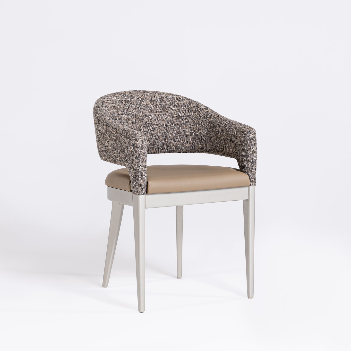Silla Cristal Respaldo Madera Canela y Asiento Tapizado Tela 94