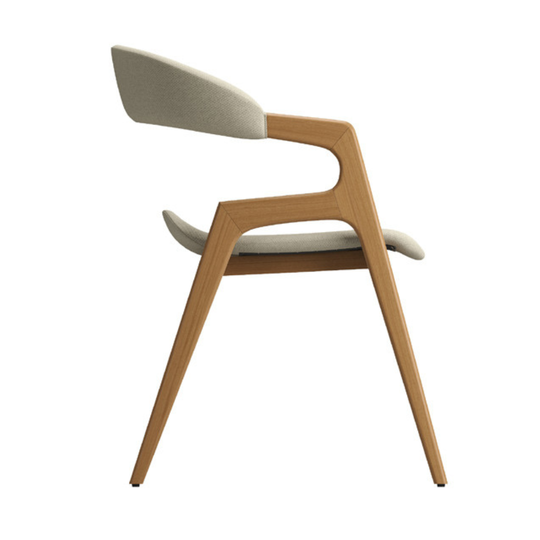 Silla Beluno Respaldo y Asiento Madera Marrón Tapizado Tela 126