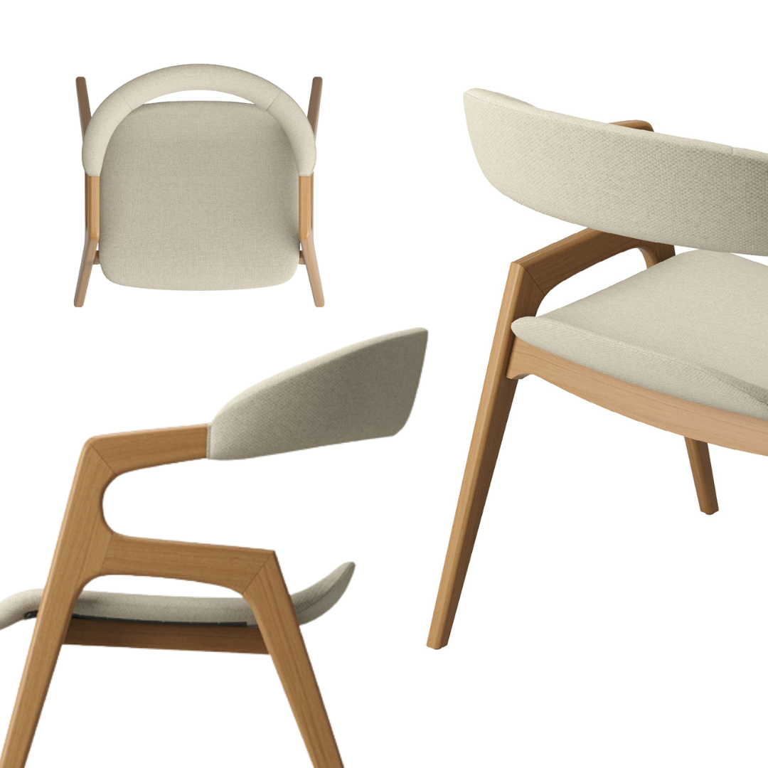 Silla Beluno Respaldo y Asiento Madera Marrón Tapizado Tela 126