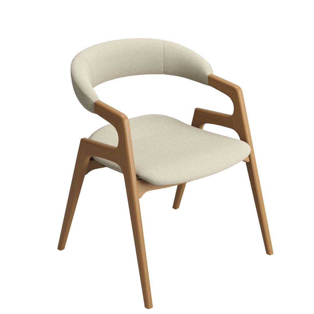 Silla Beluno Respaldo y Asiento Madera Marrón Tapizado Tela 126