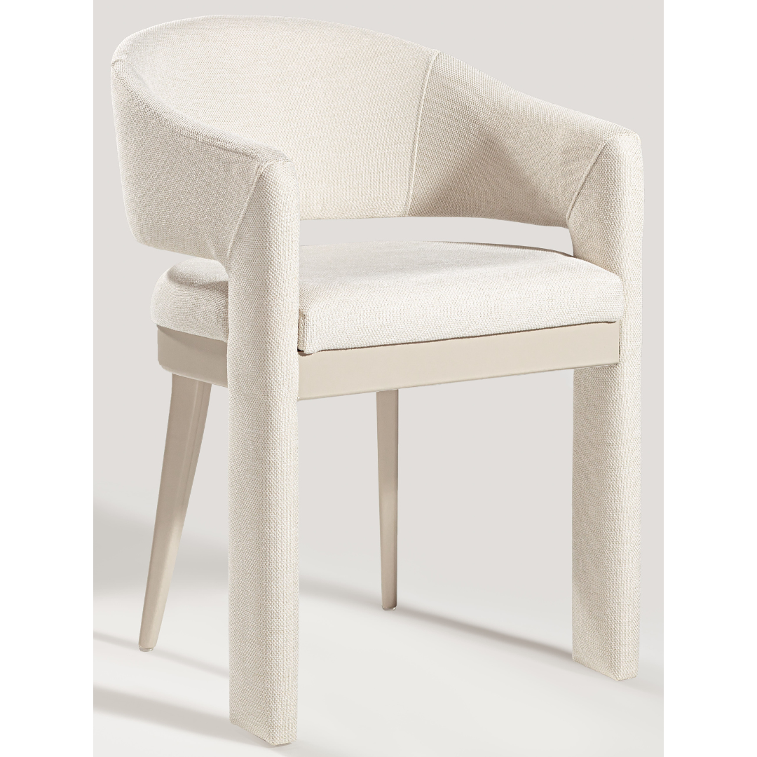 Silla Cristal Respaldo Madera Canela y Asiento Tapizado Tela 94