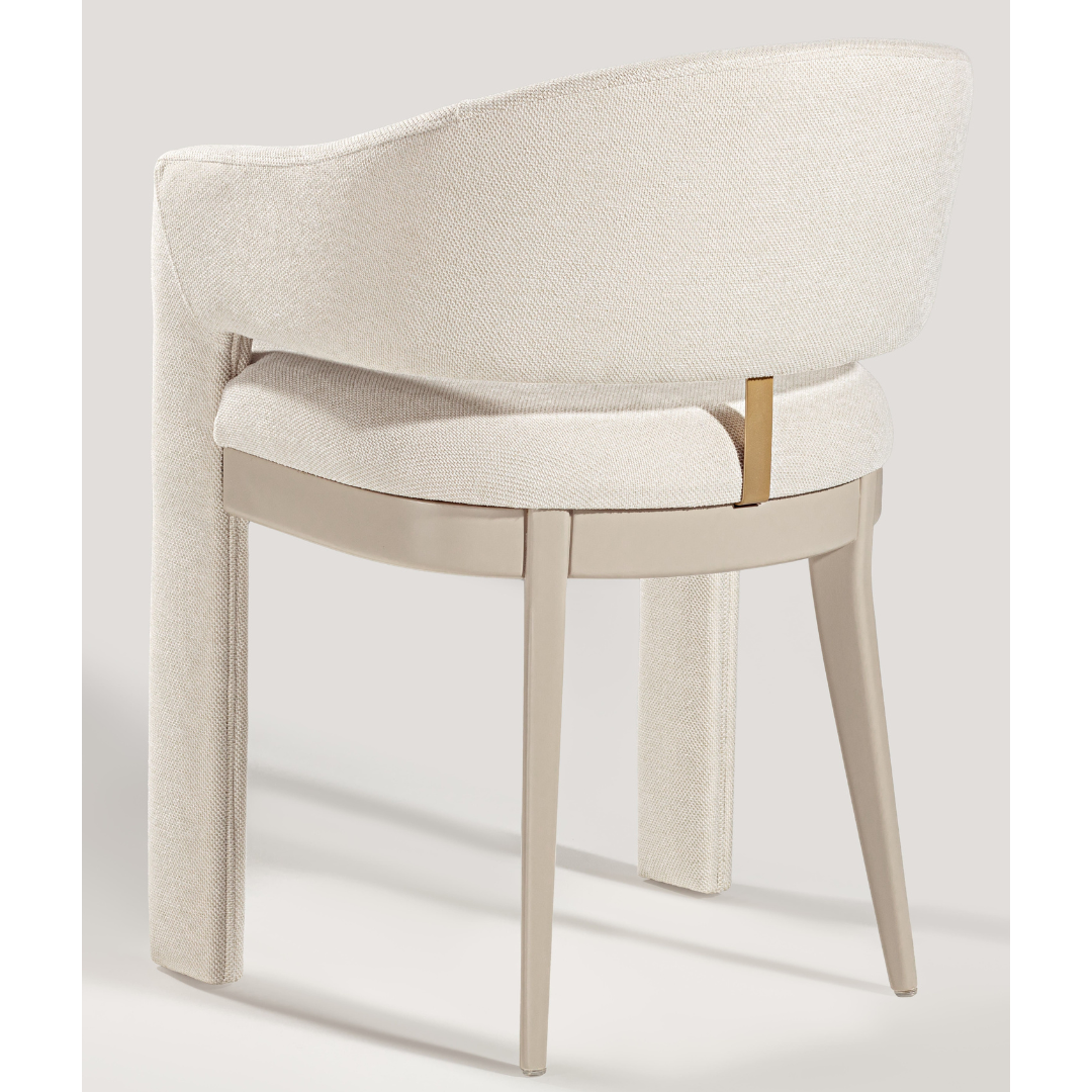 Silla Cristal Respaldo Madera Canela y Asiento Tapizado Tela 94