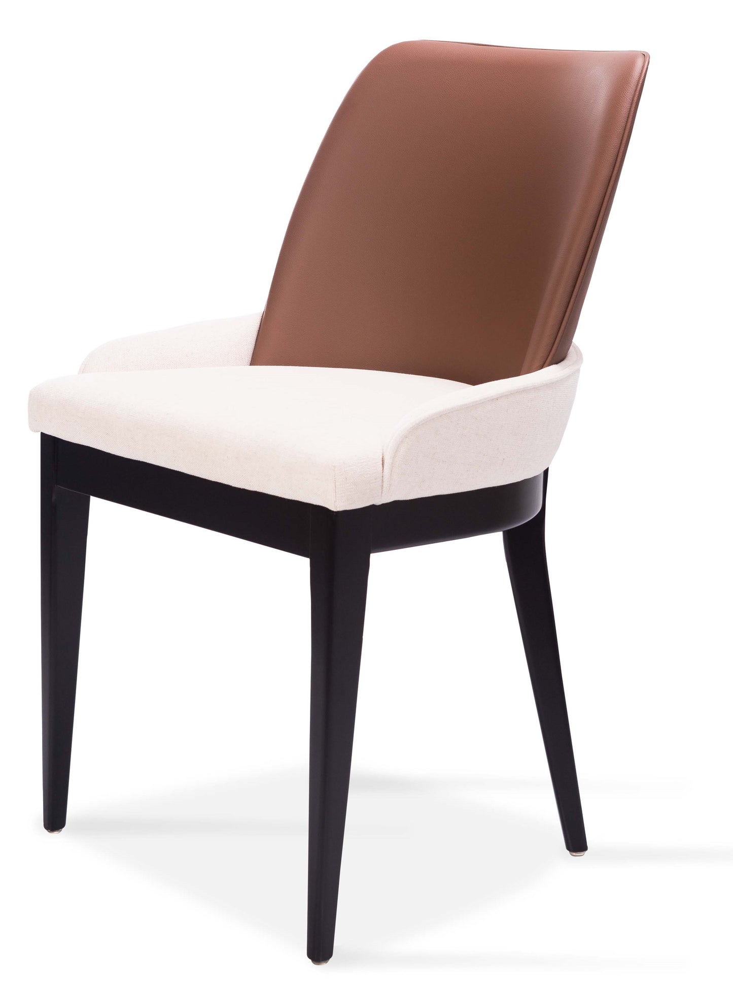 Silla Cristal Respaldo Madera Canela y Asiento Tapizado Tela 94