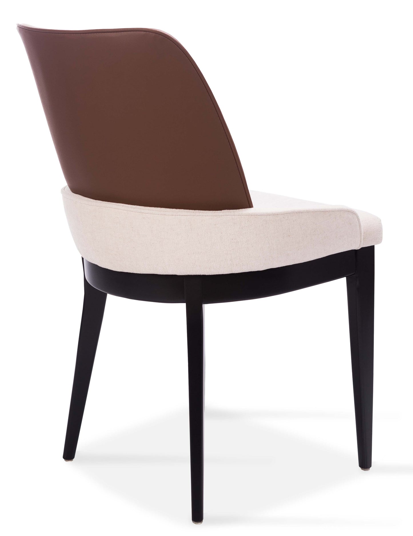 Silla Cristal Respaldo Madera Canela y Asiento Tapizado Tela 94