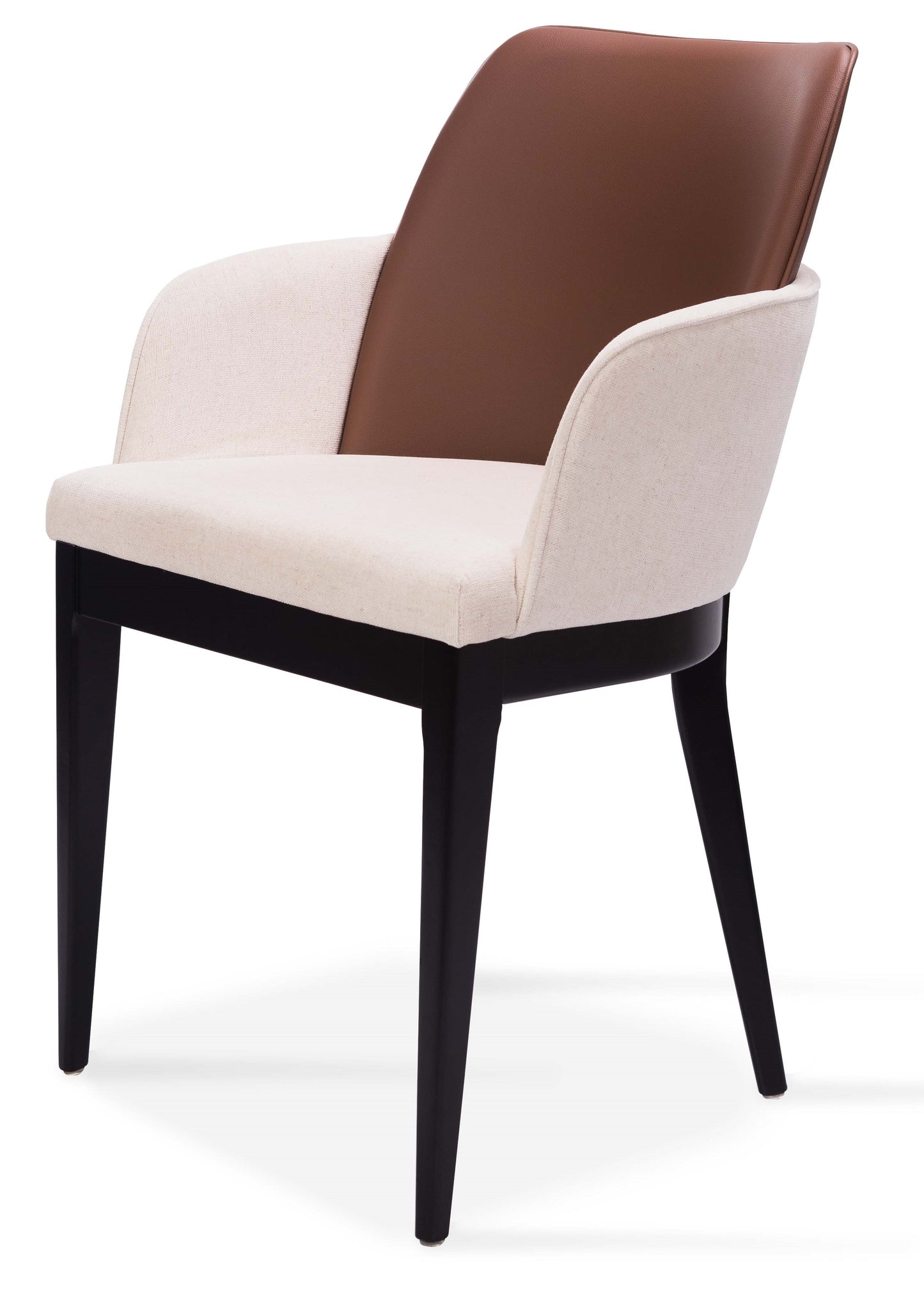 Silla Cristal Respaldo Madera Canela y Asiento Tapizado Tela 94