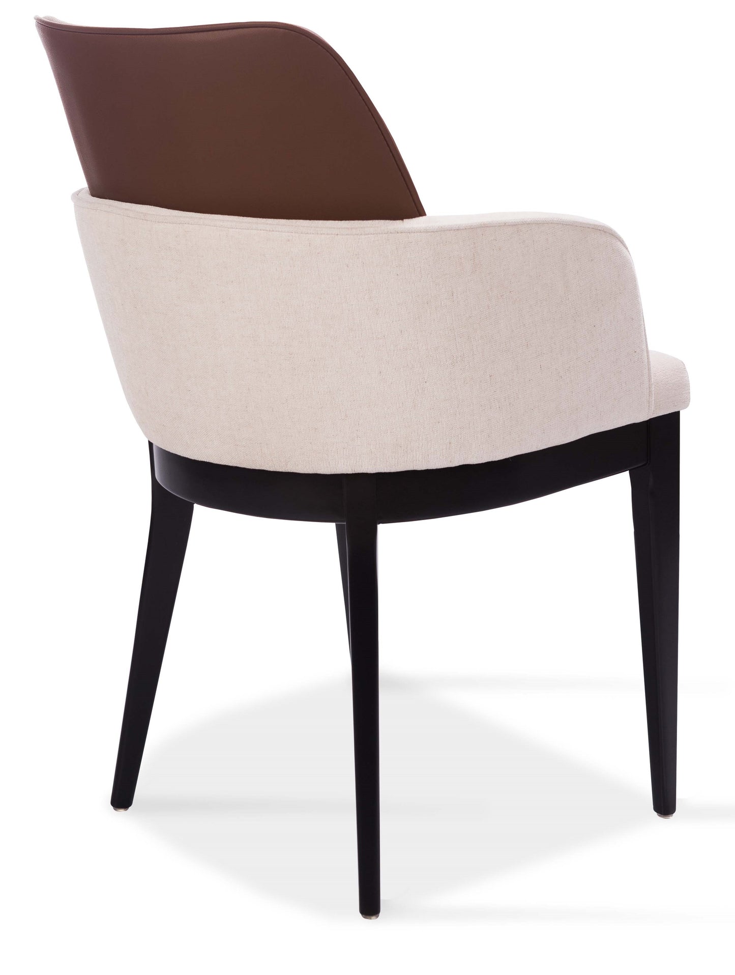 Silla Cristal Respaldo Madera Canela y Asiento Tapizado Tela 94