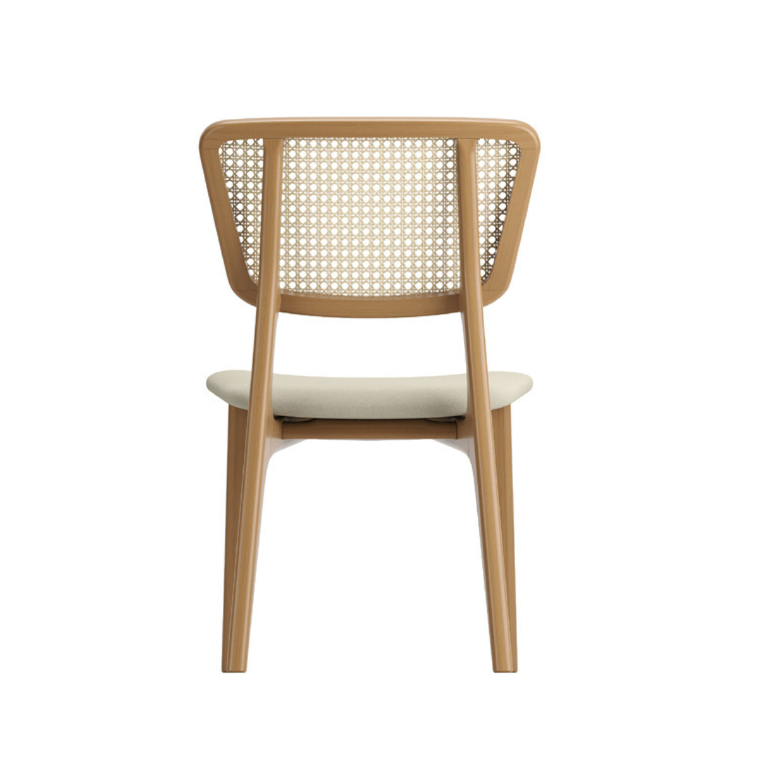 Silla Houdan Madera Canela Respaldo y Asiento Tapizado Tela 125
