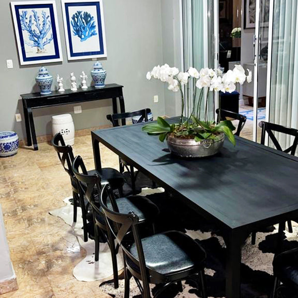 Ambiente 1 com Cadeira X Madeira Cor Preta Assento Estofado PU Preto