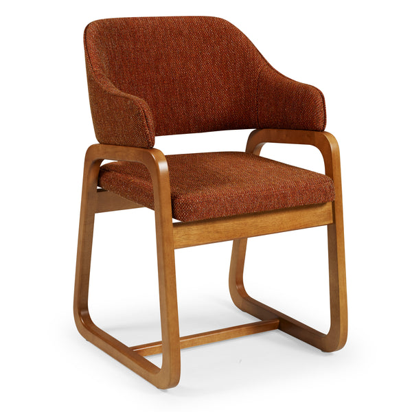 Ambiente 2 com Silla Cristal Respaldo Madera Canela y Asiento Tapizado Tela 94