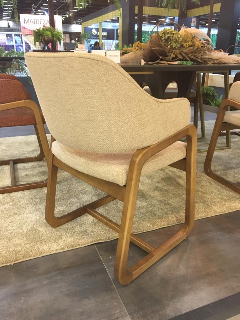 Silla Cristal Respaldo Madera Canela y Asiento Tapizado Tela 94