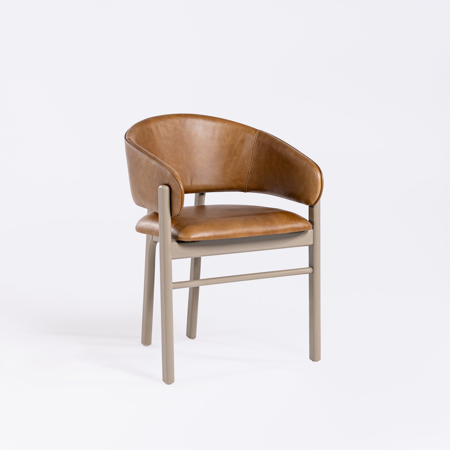 Silla Cristal Respaldo Madera Canela y Asiento Tapizado Tela 94