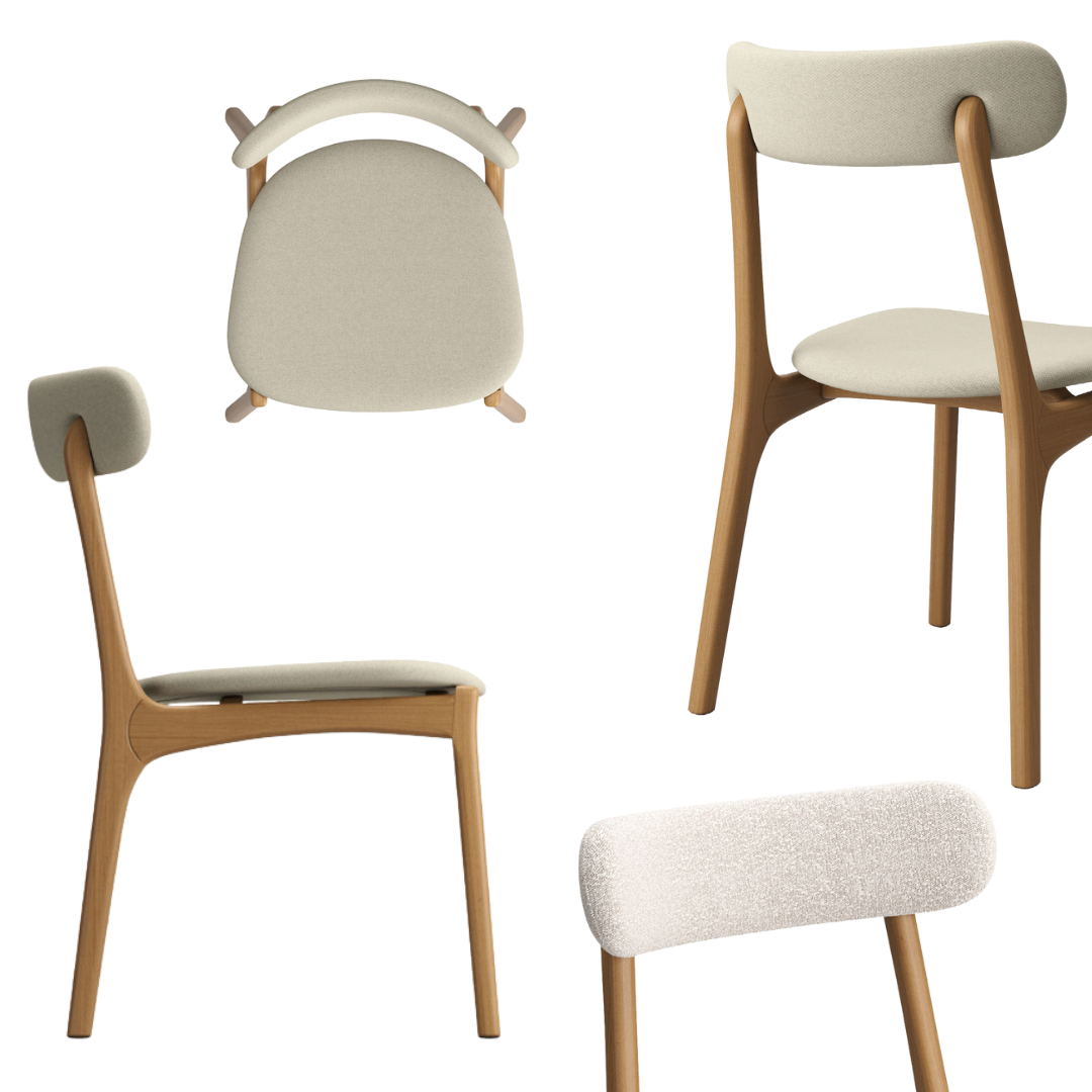 Silla Roven Madera Ebonizada Respaldo y Asiento Tapizado Tela 153