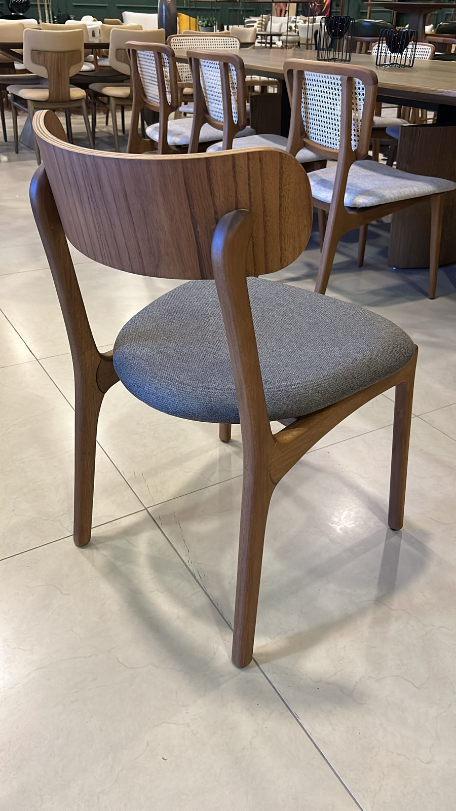Roven Chair Cinnamon Wood Upholstered Fabric Backrest and Seat 141