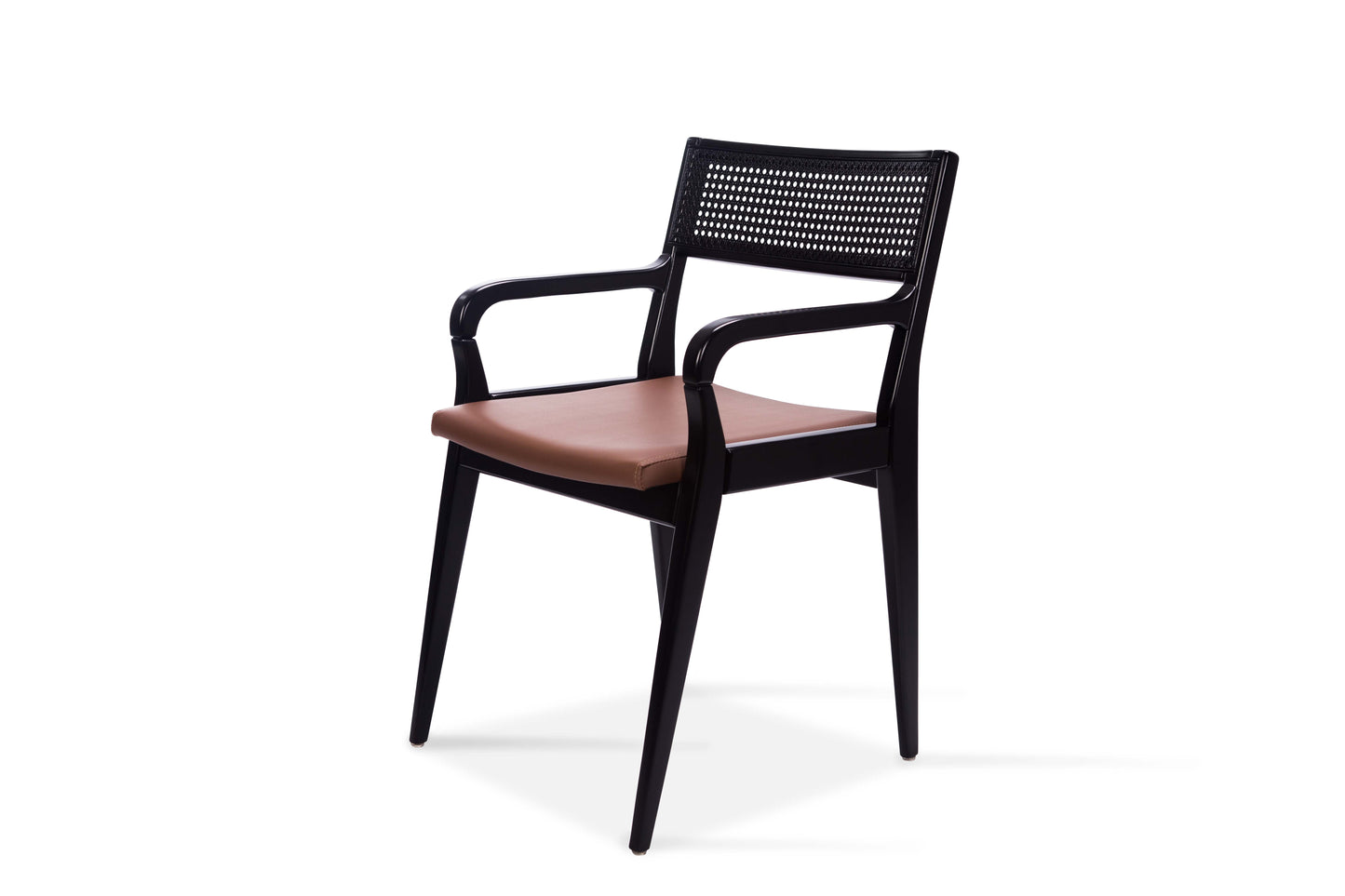 Silla Cristal Respaldo Madera Canela y Asiento Tapizado Tela 94