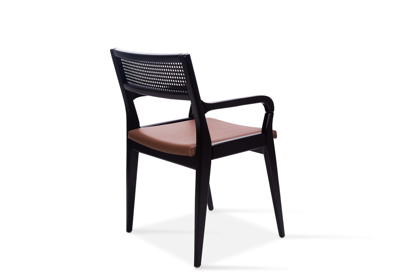 Silla Cristal Respaldo Madera Canela y Asiento Tapizado Tela 94