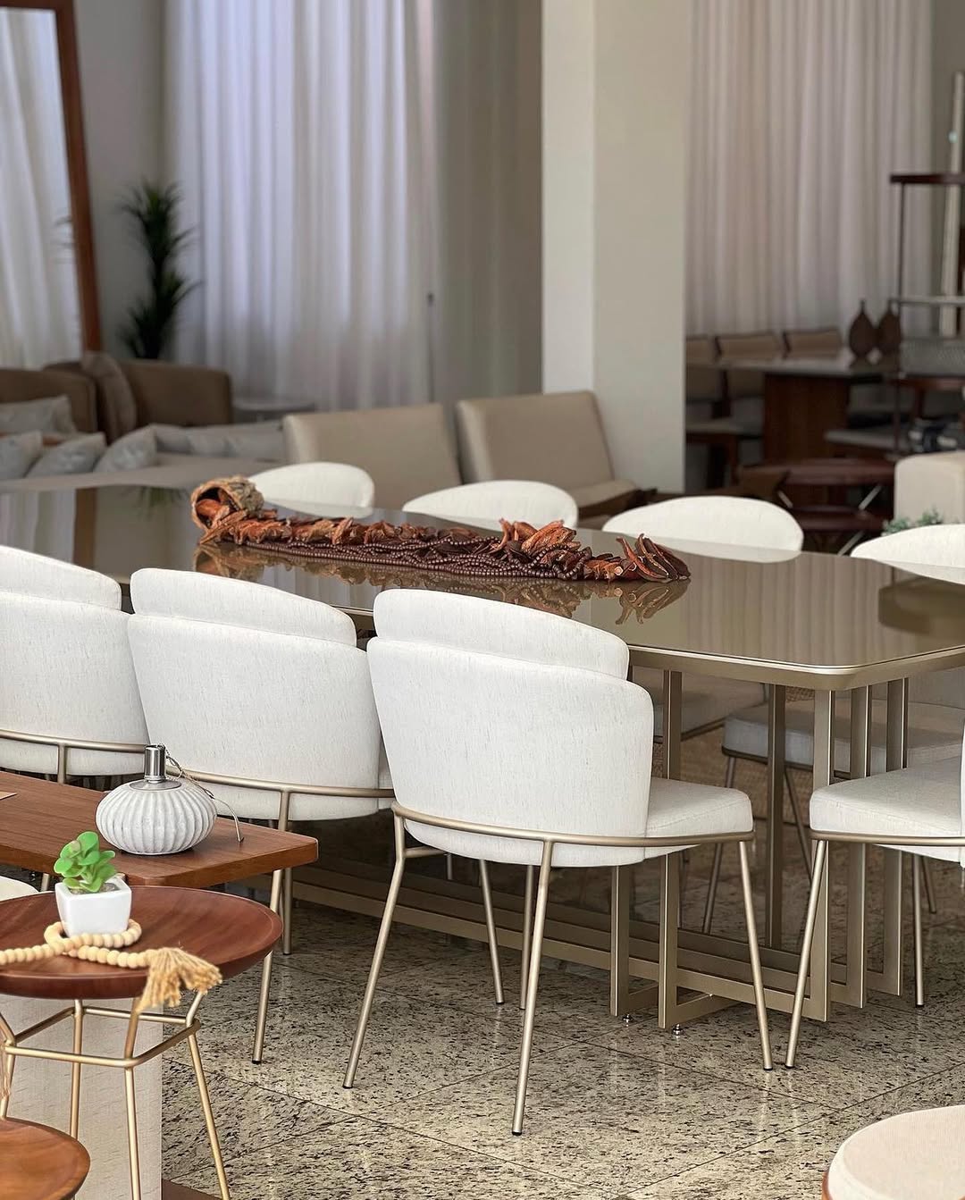 Cadeira Stella Aço Champagne Tecido A