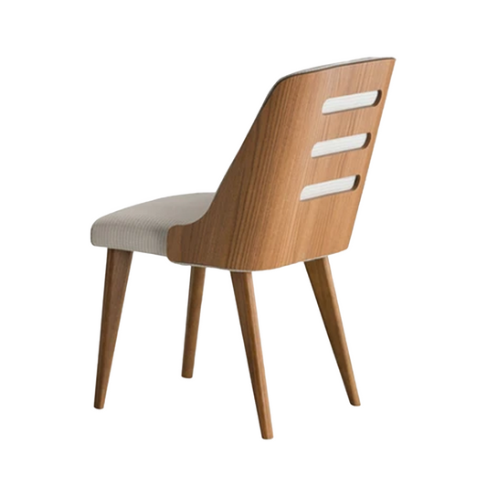 Eduarda Chair Freijó Wood Upholstered Seat Gray Linen