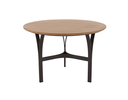 Lapa Round Table 120cm Freijó Wood Top Aluminum Base Black Color