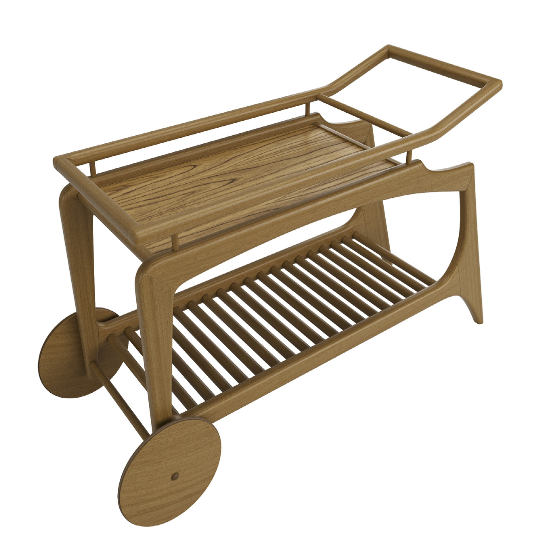 Monaco Cinnamon Wood Bar Cart