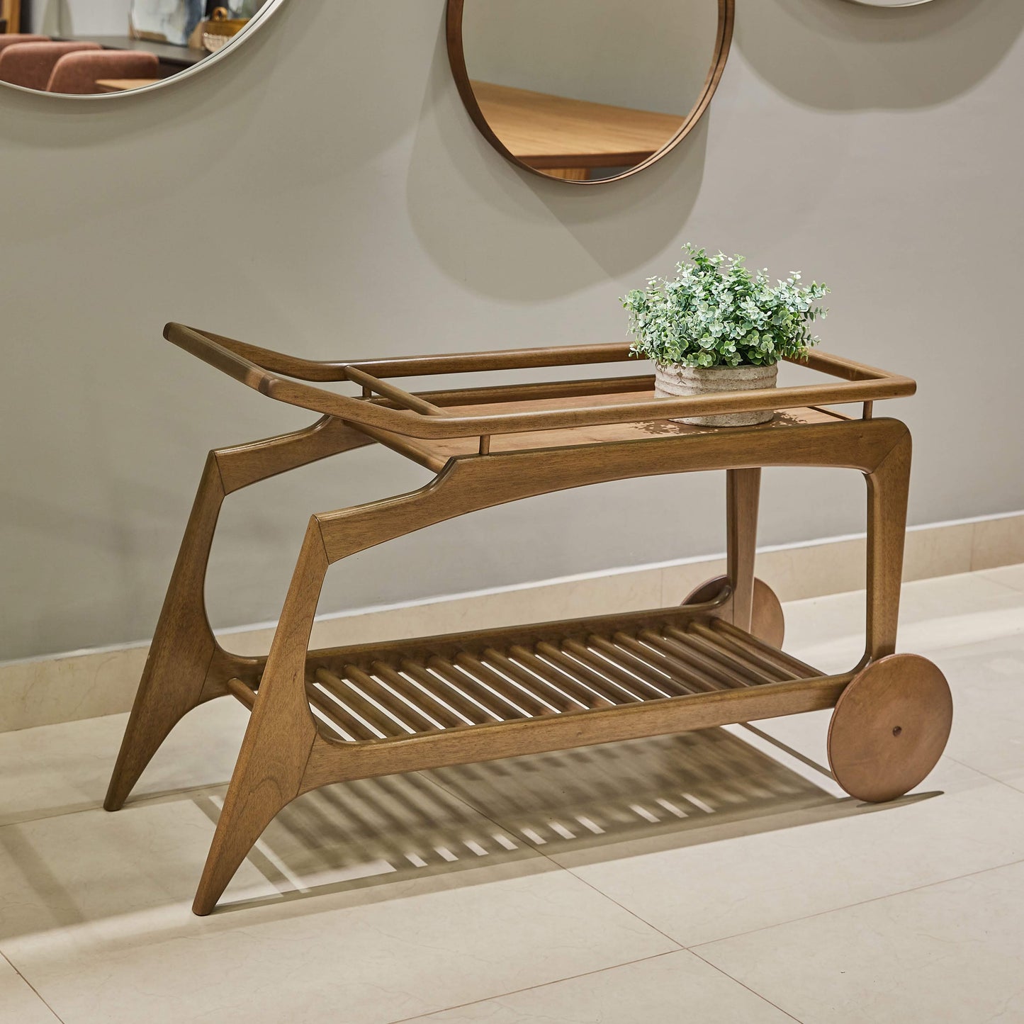 Monaco Cinnamon Wood Bar Cart
