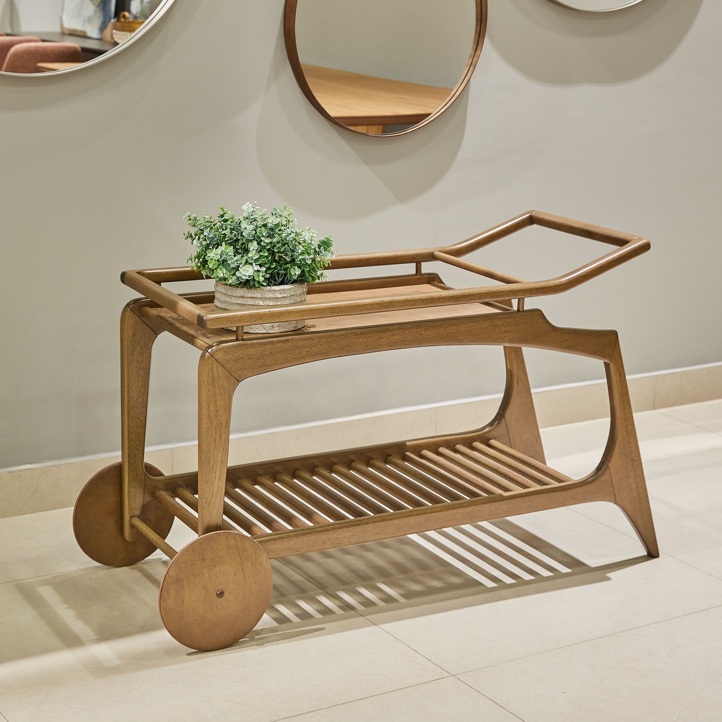 Monaco Cinnamon Wood Bar Cart