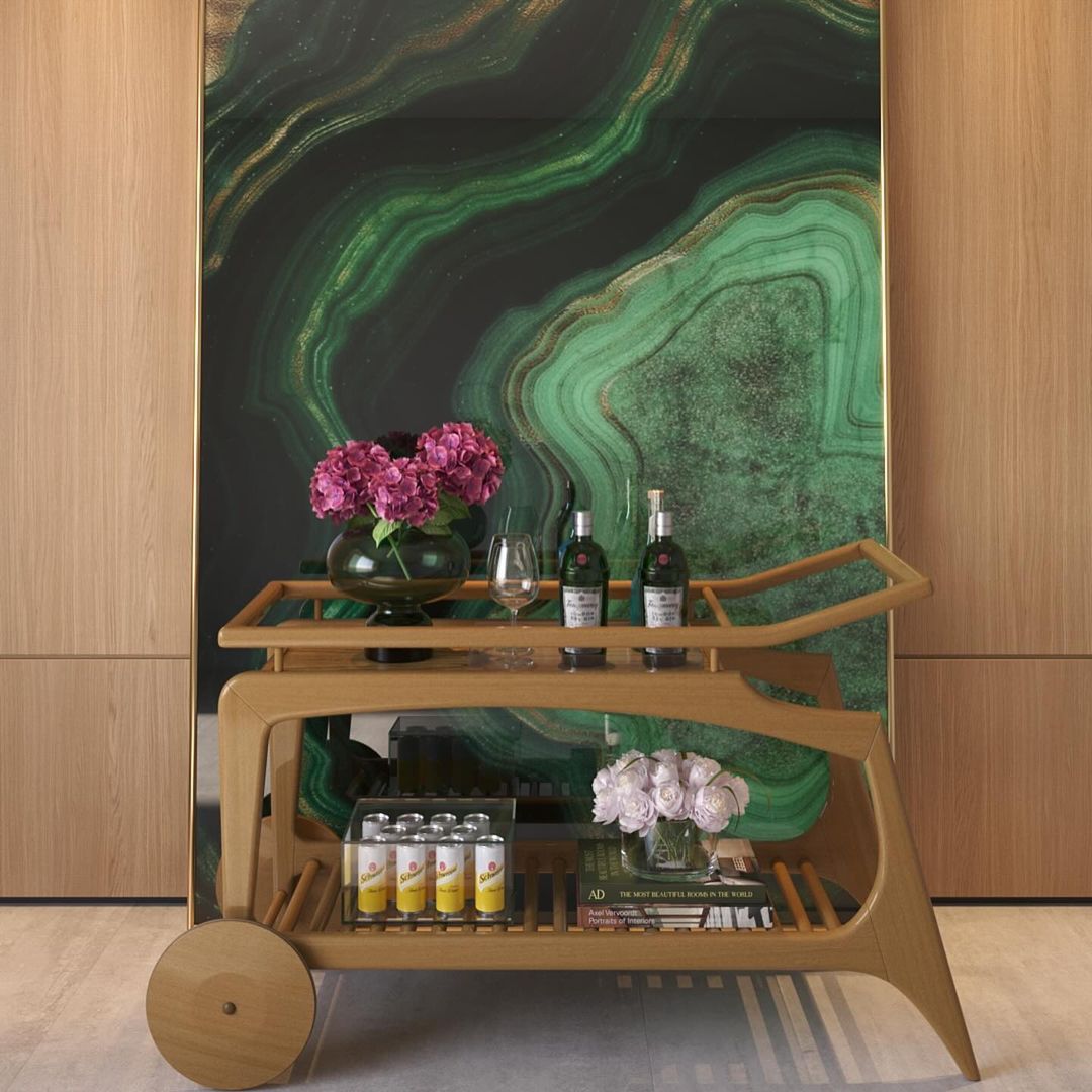 Monaco Cinnamon Wood Bar Cart