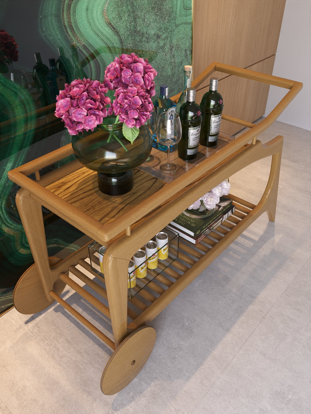 Monaco Cinnamon Wood Bar Cart