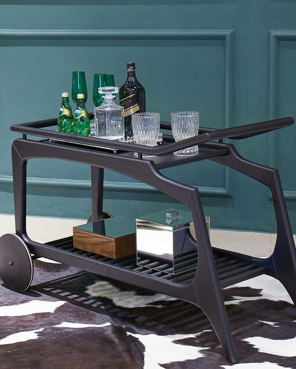 Ambiente 1 com Monaco Cinnamon Wood Bar Cart