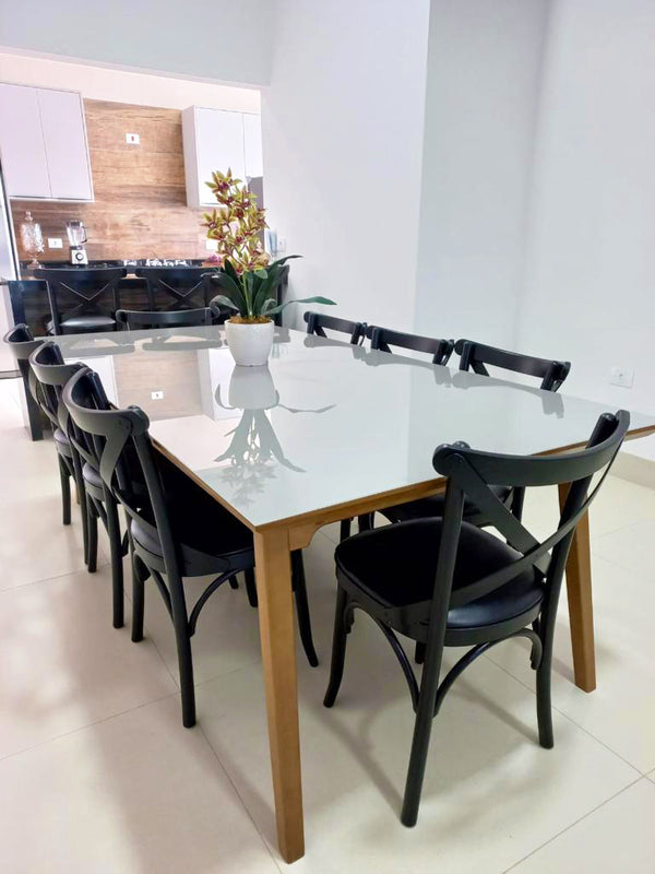 Ambiente 2 com Cadeira X Madeira Cor Preta Assento Estofado PU Preto