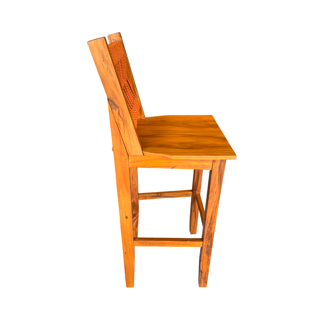 Solid Wood and Nautical Rope Stool in Blue