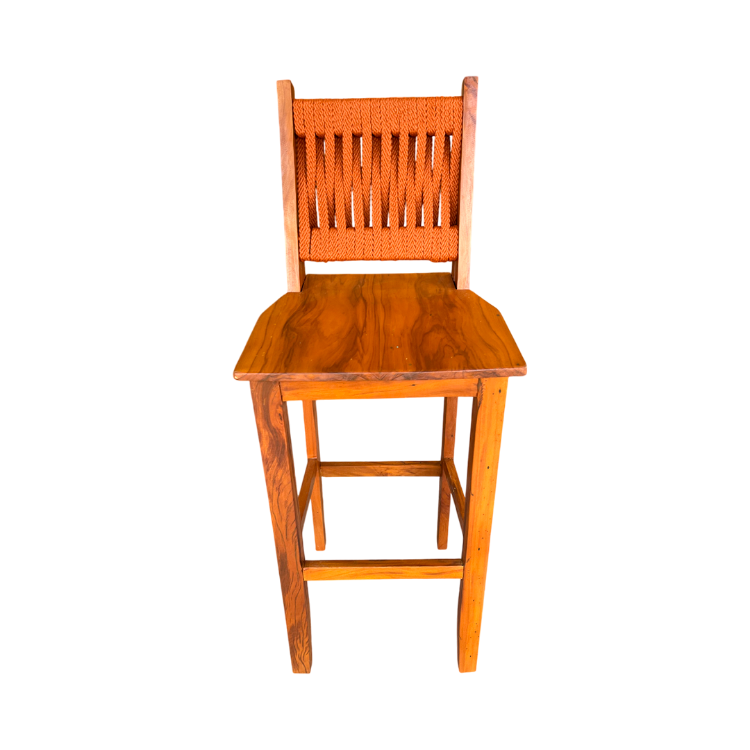 Solid Wood and Nautical Rope Stool in Blue