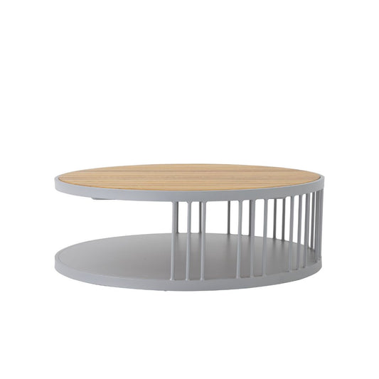 Los Angeles Coffee Table 90cm Freijó Wood Aluminum Silver Color