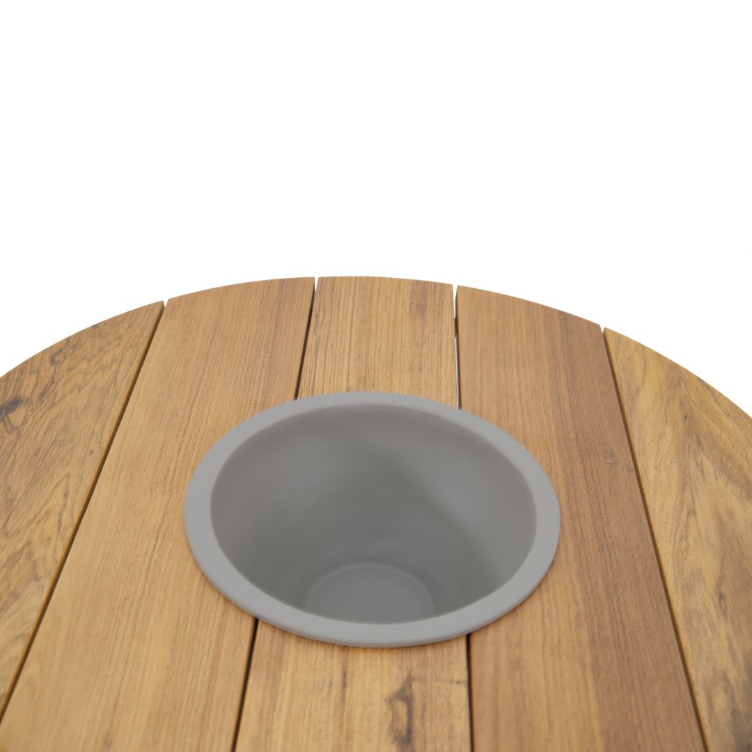 Mesa de Centro Ocean 90cm Madera Champán Madera Freijó Aluminio Color Gris