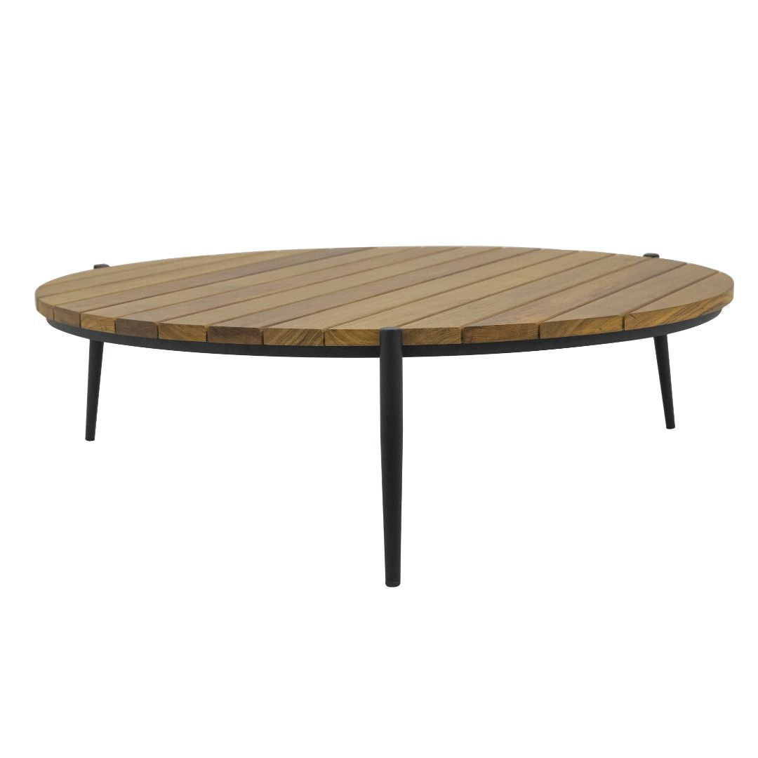 Veredas Coffee Table 100cm Freijó Wood Aluminum Lead Color