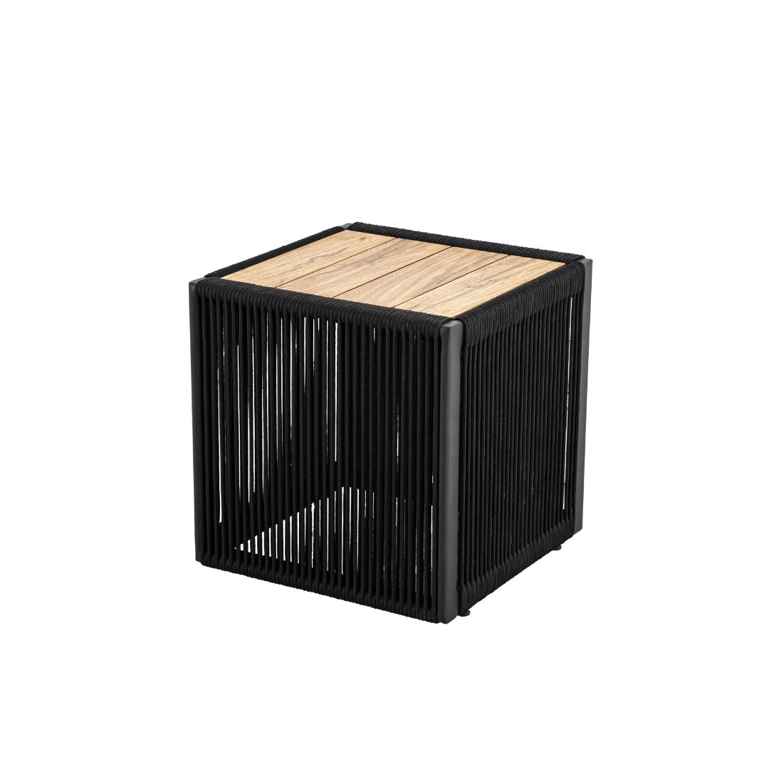 Riviera Side Table 41x41cm Freijó Wood Aluminum Lead Color Nautical Rope Black Color