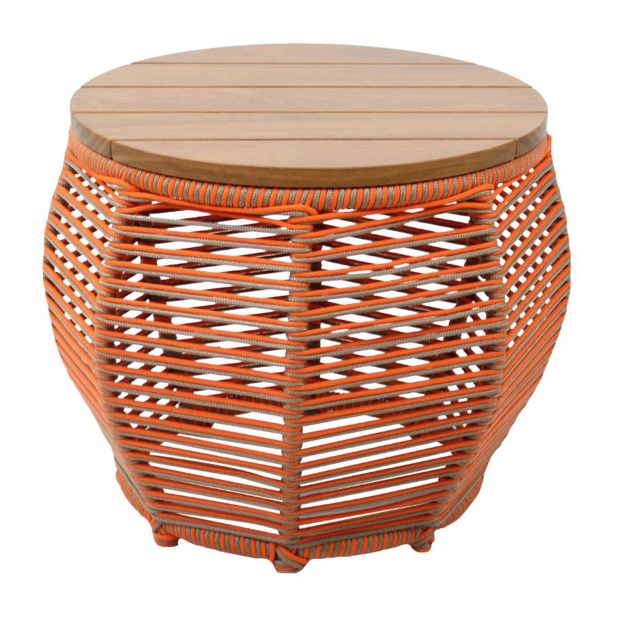 Mesa Auxiliar Sorrento 45cm Madera Cumarú Aluminio Color Gris Cuerda Náutica Naranja y Ramio | Toth Móveis
