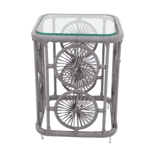 Erys Side Table Base 50x50cm Aluminum Silver Color Nautical Rope Light Silver Color