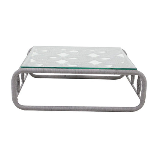 Erys Coffee Table Base 85x75cm Aluminum Silver Color Nautical Rope Light Silver Color