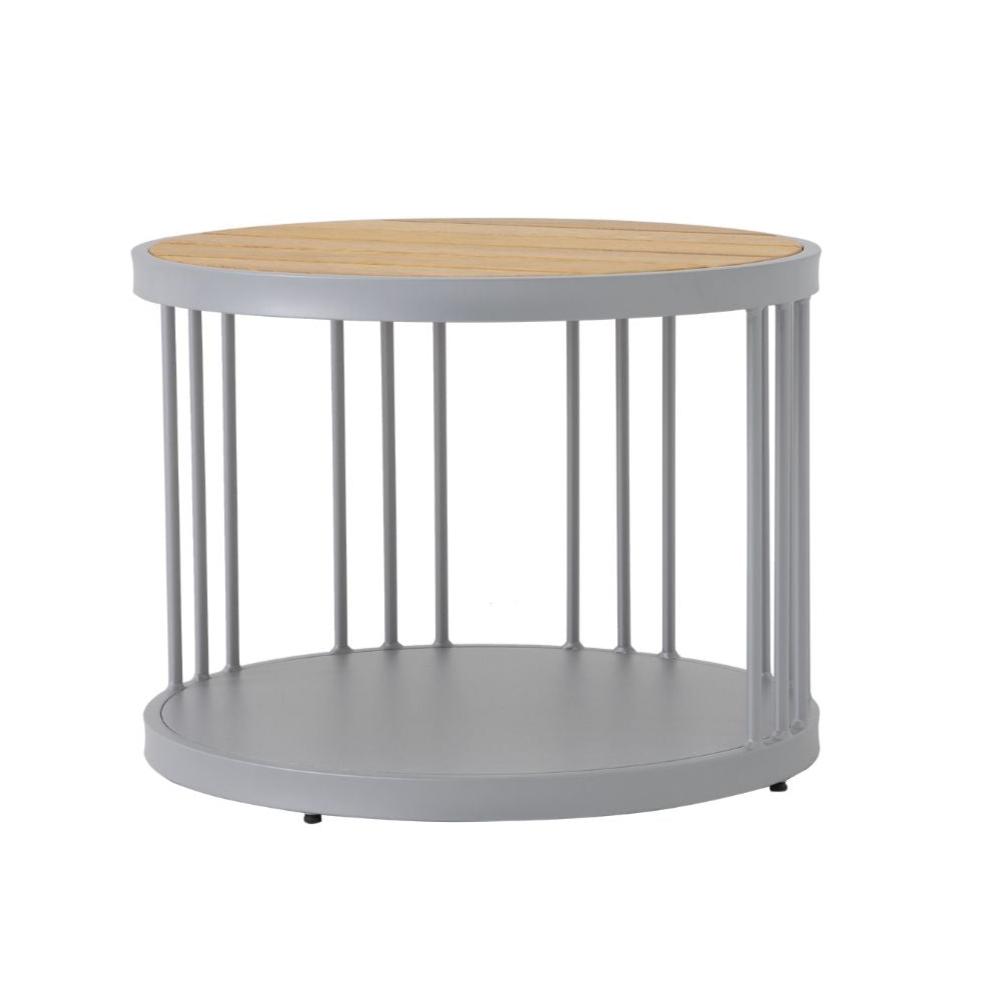 Mesa Auxiliar Los Angeles 50cm Freijó Madera Aluminio Color Plata
