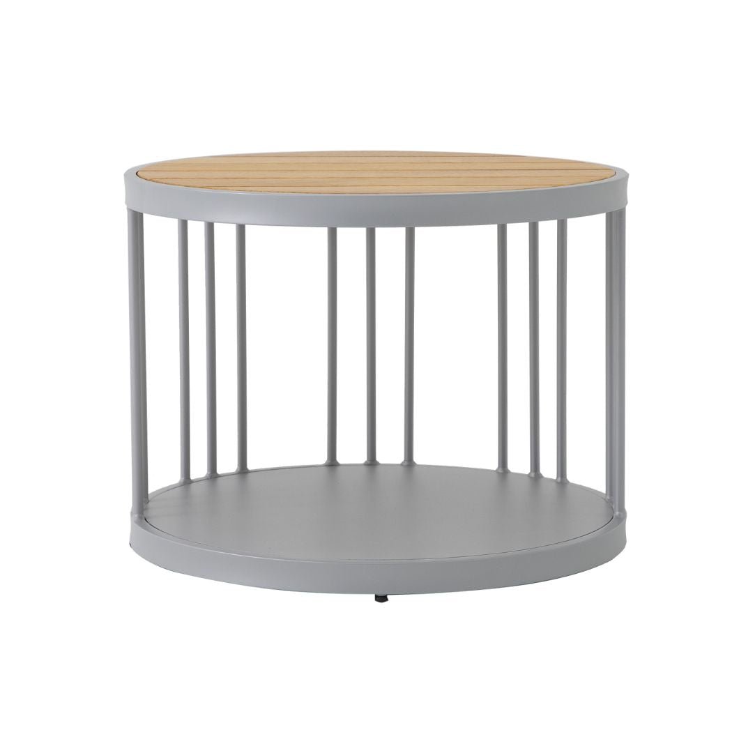 Mesa Auxiliar Los Angeles 50cm Freijó Madera Aluminio Color Plata