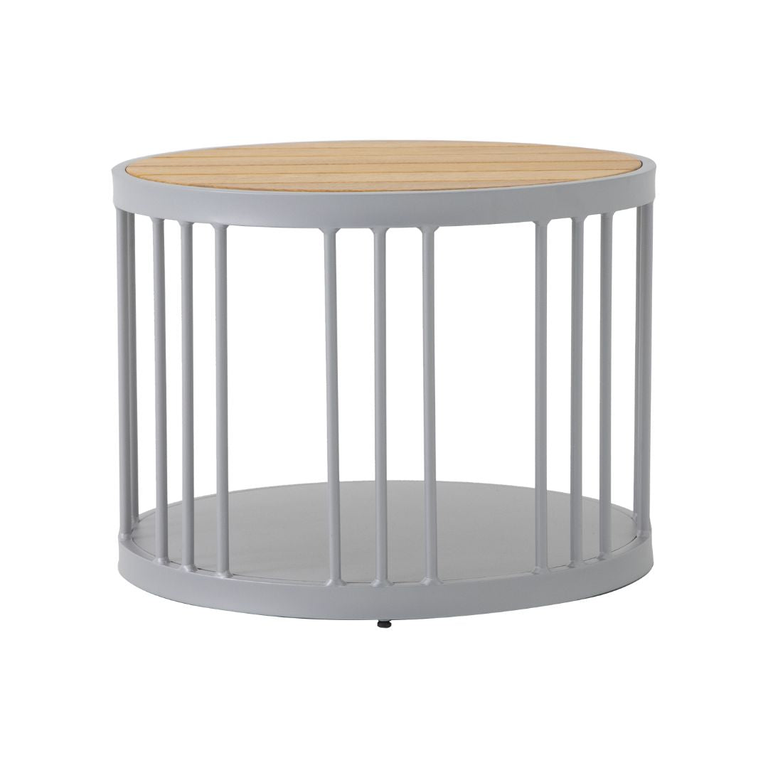 Mesa Auxiliar Los Angeles 50cm Freijó Madera Aluminio Color Plata