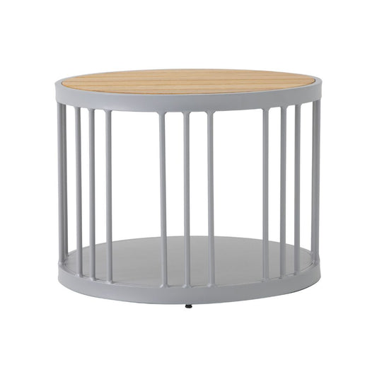 Los Angeles Side Table 50cm Freijó Wood Aluminum Silver Color