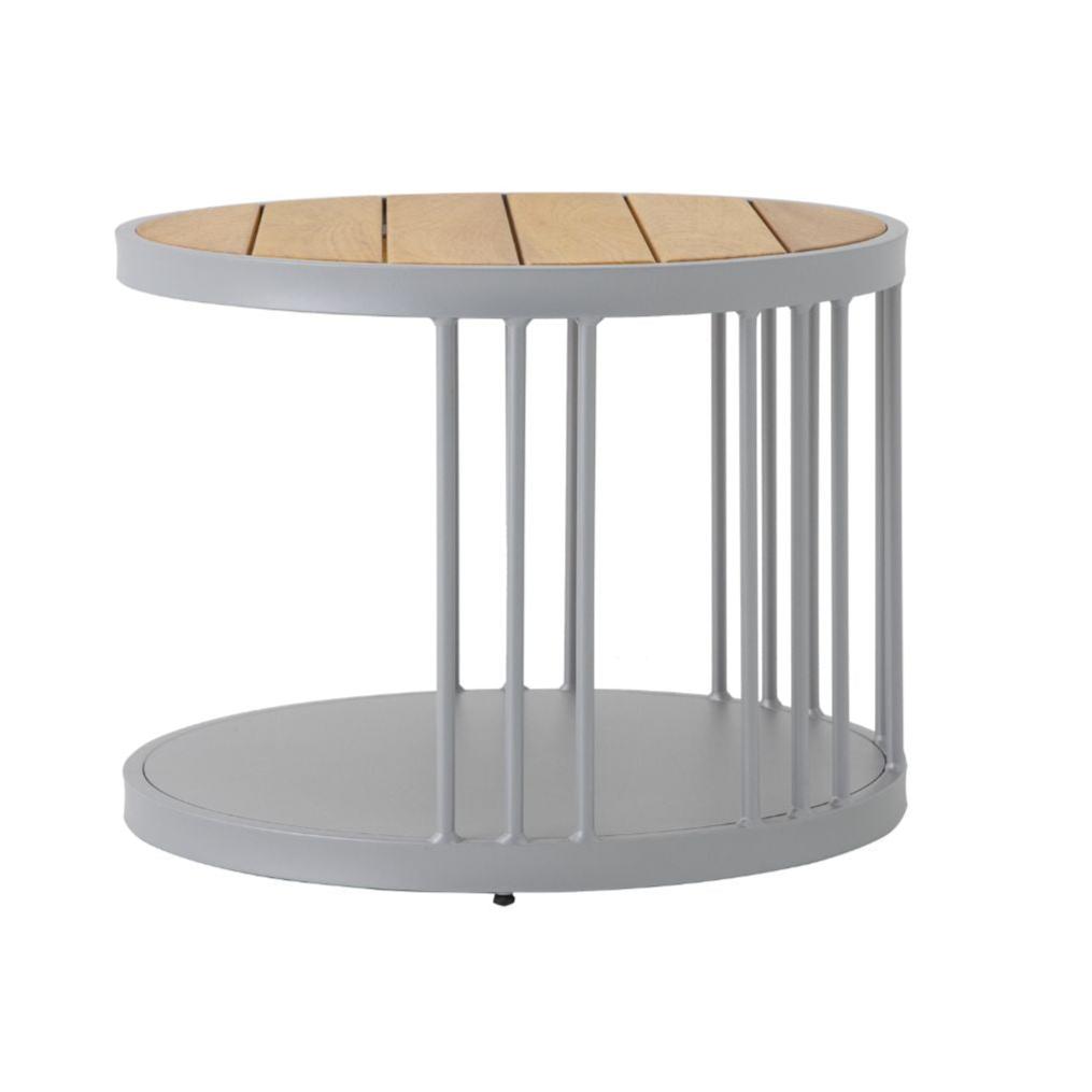Mesa Auxiliar Los Angeles 50cm Freijó Madera Aluminio Color Plata