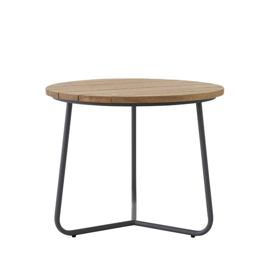 Serena Side Table 60cm Freijó Wood and Aluminum in Lead Color