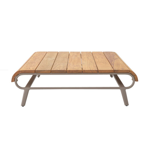 Zen Zenith Side Table 100x70cm Freijó Wood Aluminum Champagne Color
