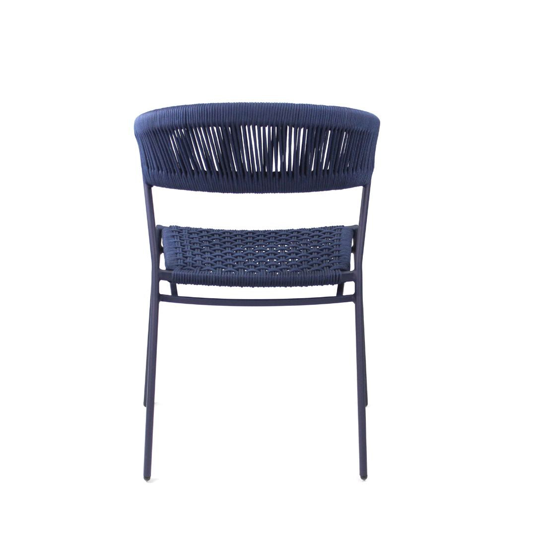 Duda Aluminum Chair, Carbon Blue Color, Nautical Rope, Navy Blue Color