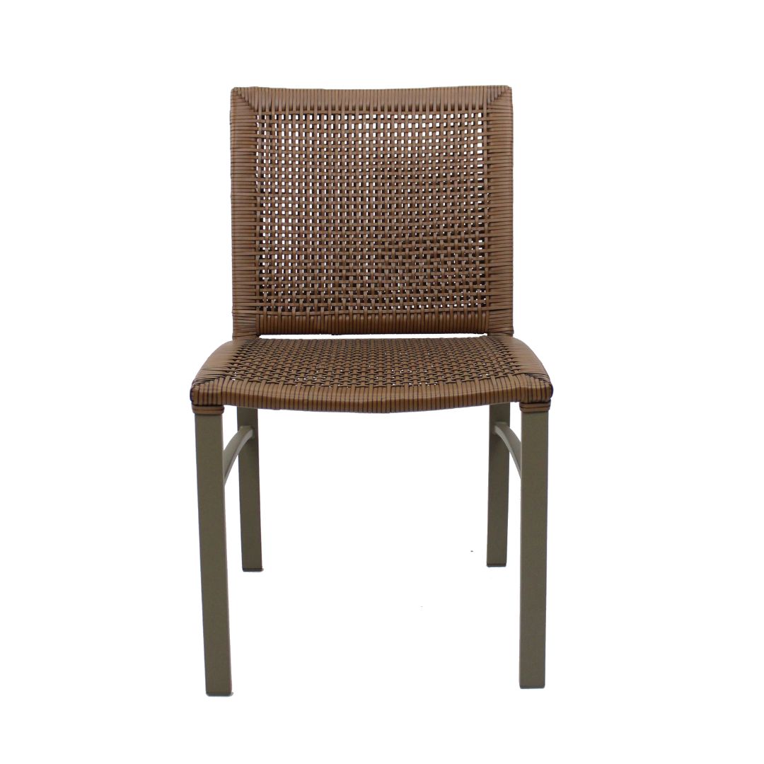 Amélia Chair Aluminum Fendi Color Synthetic Fiber Hazelnut Color Aged Beaded