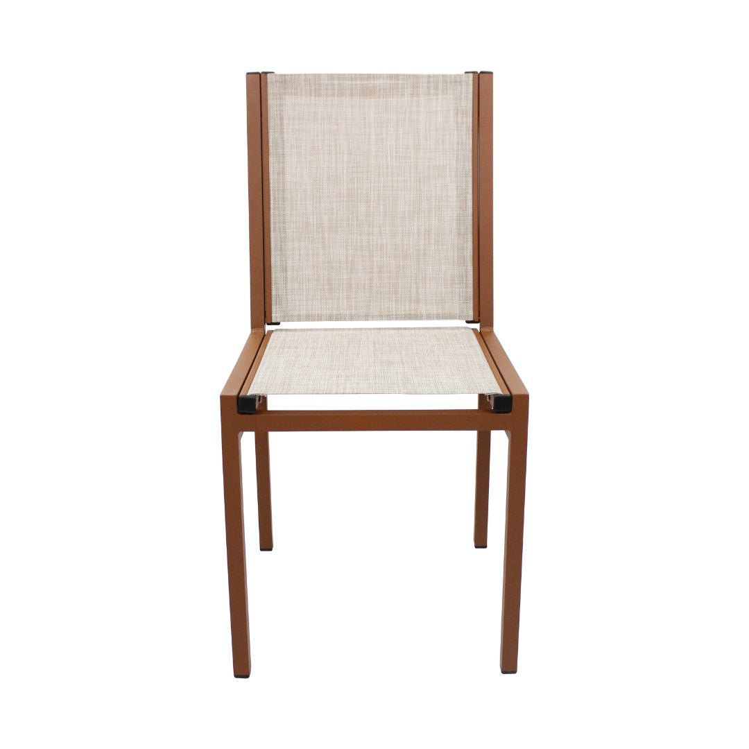 Búzios Chair Aluminum Mixed Brown Color Synthetic Fiber Mixed White Color