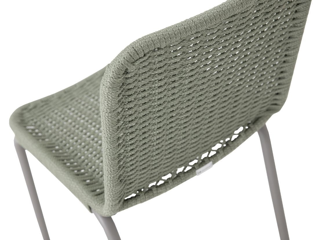 Los Angeles Chair Aluminum Gray Color Flat Nautical Rope Pearl Green Color